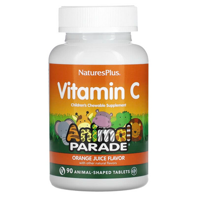 Nature's Plus, Source of Life, Animal Parade, витамин C, вкус натурального апельсинового сока, 90 таблеток в форме животных (NAP-29998), фото