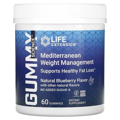 Life Extension, Gummy Science, середземноморський засіб для корекції ваги, натуральна лохина, 60 жувальних таблеток (LEX-25060), фото