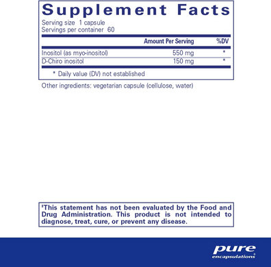 Pure Encapsulations, Inositol Complex, для енергії, обміну речовин та підтримки функції яєчників, 700 мг, 60 капсул (PE-02491), фото