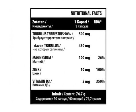 MST Nutrition, Трибулус 90% с цинком, Tribulus 90% with Zink, 90 капсул (MST-00047), фото