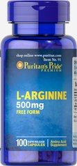 Л-аргінін, L-Arginine, Puritan's Pride, 500 мг, 100 капсул (PTP-10091), фото
