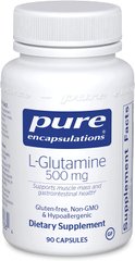 L-глютамин 500 мг, l-Glutamine 500 mg, Pure Encapsulations, 90 капсул (PE-00136), фото