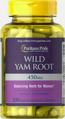 Дикий ямс, корень, Wild Yam Root, Puritan's Pride, 450 мг, 100 капсул (PTP-56824), фото