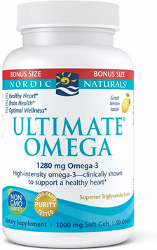 Nordic Naturals, Ultimate Omega, Lemon, 1,280 mg, 90 Soft Gels (NOR-01791), фото