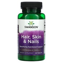 Swanson, Волосся, шкіра та нігті, 60 таблеток (SWV-01883), фото