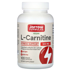 Jarrow Formulas, L-карнітин 500, 500 мг, 100 вегетаріанських капсул (JRW-02002), фото