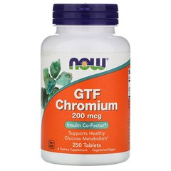 Now Foods, GTF Chromium, 200 мкг, 250 таблеток (NOW-01432), фото