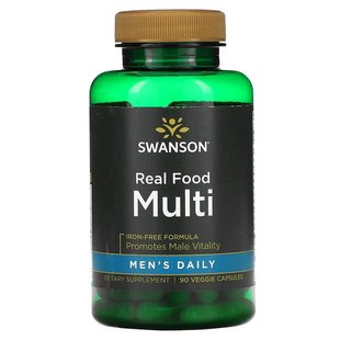 Swanson, Men's Daily, Real Food Multi, без заліза, 90 рослинних капсул (SWV-21036), фото