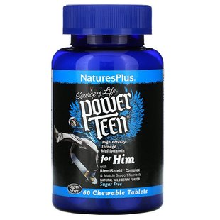 Nature's Plus, Source of Life, Power Teen, для мальчиков-подростков, натуральный вкус лесных ягод, 60 жевательных таблеток (NAP-30002), фото