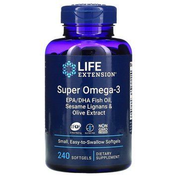 Life Extension, супер омега-3 из рыбьего жира с ЭПК и ДГК, с лигнанами кунжута и экстрактом оливы, 240 капсул (LEX-19862), фото