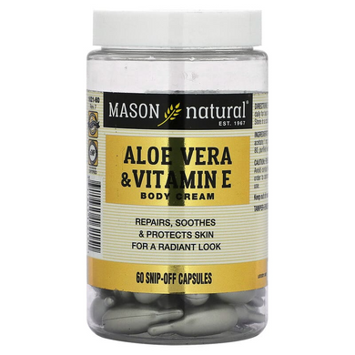 Mason Natural, Крем для тела с алоэ вера и витамином Е, 60 капсул (MAV-16215), фото