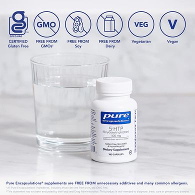 Pure Encapsulations, 5-гидрокситриптофан, 100 мг, 180 капсул (PE-00379), фото