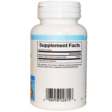 Ацетилцистеїн, N-Acetyl-L Cysteine, Natural Factors, 500 мг, 90 капсул (NFS-02815), фото