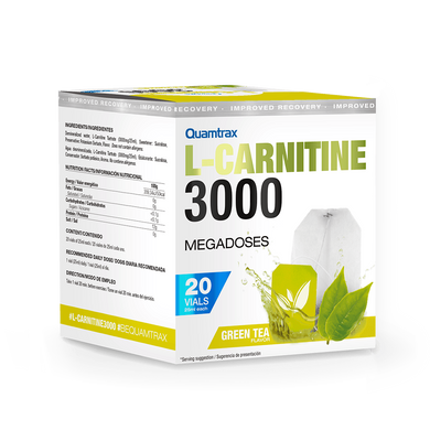 Quamtrax, L-Carnitine 3000, зеленый чай, 20 флаконов (816094), фото