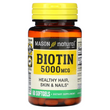 Mason Natural, Биотин, 5000 мкг,, 60 гелевых капсул (MAV-16325)
