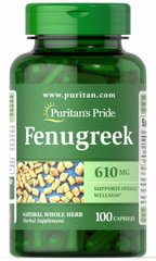 Пажитник, Fenugreek, Puritan's Pride, 610 мг, 100 капсул (PTP-00024), фото