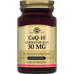Solgar, Коензим Q10, 30 мг, 30 капсул (SOL-00945), фото