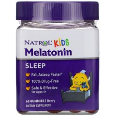 Natrol, Kids, мелатонин, для детей от 4 лет, ягодный вкус, 60 жевательных конфет (NTL-07692), фото