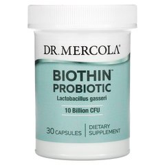 Dr. Mercola, Биотиновый пробиотик, лактобактерии гассери, 10 млрд КОЕ, 30 капсул (MCL-03648), фото