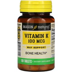 Mason Natural, вітамін К, 100 мкг, 100 таблеток (MAV-07791), фото