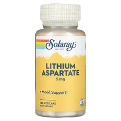 Solaray, аспартат літію, 5 мг, 100 вегетаріанських капсул (SOR-04599), фото