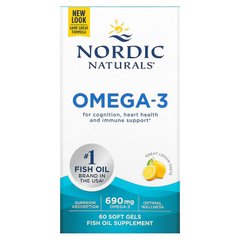Nordic Naturals, Омега-3, лимон, 690 мг, 60 капсул (NOR-01760), фото