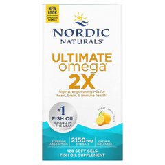 Nordic Naturals, Ultimate Omega 2X, со вкусом лимона, 2150 мг, 120 мягких таблеток (NOR-02152), фото