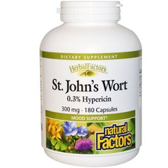 Звіробій, St. Johns Wort, Natural Factors, 300 мг, 180 капсул (NFS-04821), фото