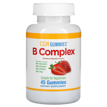 California Gold Nutrition, B Complex Gummies, Gelatin Free, Gluten Free, Natural Strawberry Flavor, 45 Gummies (CGN-01201), фото