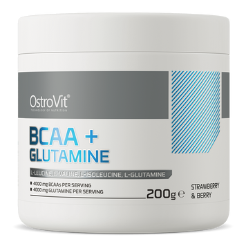 Ostrovit, BCAA+Глутамін, BCAA + Glutamine, полуниця-ягода, 200 г (OST-22748), фото