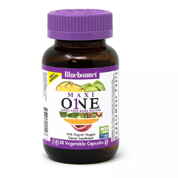 Мультивитамины c железом, MAXI ONE With Iron, Bluebonnet Nutrition, 30 вегетарианских капсул (BLB-00110), фото