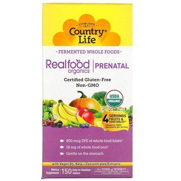 Мультивітаміни для вагітних Country Life Realfood Organics Prenatal - 150 таблеток, фото
