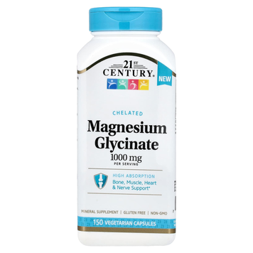 Магній гліцинат 90 мг 21st Century Chelated Magnesium Glycinate - 150 вегетаріанських капсул, фото