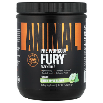 Animal, Pre Workout Fury® Essentials, передтренувальний комплекс, зелене яблуко, 322 г (ANM-03267), фото