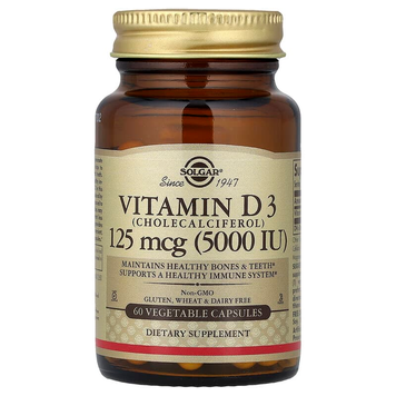Витамин D3 125 мкг (5000 МЕ) Solgar Vitamin D3 Cholecalciferol - 60 капсул, фото