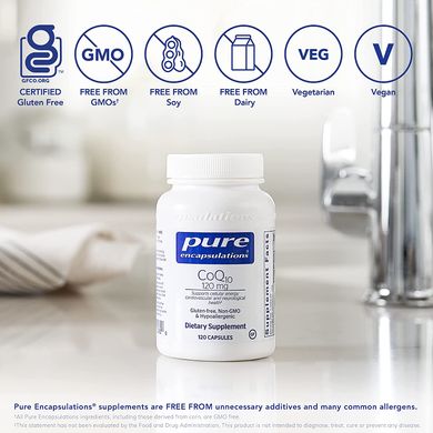 Коензим Q10, CoQ10, Pure Encapsulations, 120 мг, 120 капсул (PE-00080), фото