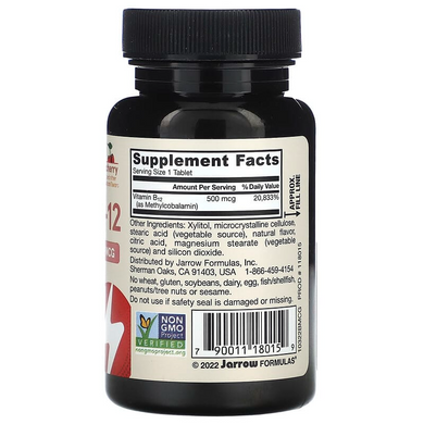 Jarrow Formulas, метил B-12, вишневый вкус, 500 мкг, 100 жевательных леденцов (JRW-18015), фото