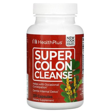 Health Plus, Super Colon Cleanse, чудовий засіб для очищення товстої кишки, 120 капсул (HPI-08764), фото