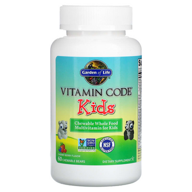 Garden of Life, Vitamin Code, цільнохарчові мультивітаміни для дітей, вишня, 60 жувальних ведмедиків (GOL-11440), фото