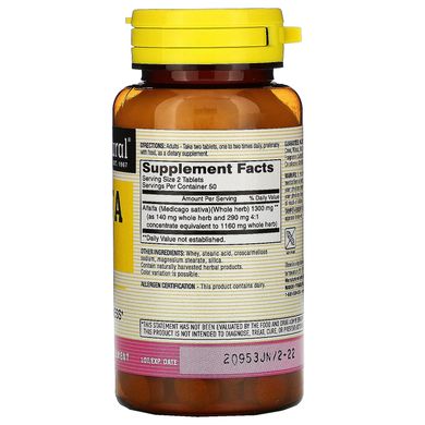 Mason Natural, Люцерна, Alfalfa, 10 зерен, 650 мг, 100 таблеток (MAV-05421), фото