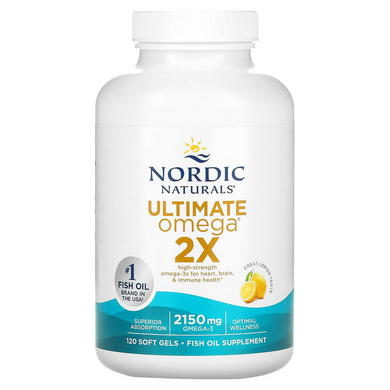 Nordic Naturals, Ultimate Omega 2X, со вкусом лимона, 2150 мг, 120 мягких таблеток (NOR-02152), фото