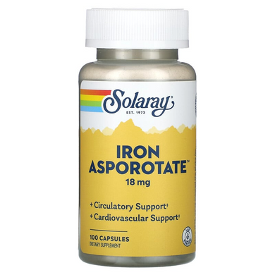 Solaray, Аспоротат железа, 18 мг, 100 капсул (SOR-04600), фото