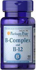 Вітаміни групи В, Vitamin B-Complex and Vitamin B-12, Puritan's Pride, 90 таблеток (PTP-10190), фото