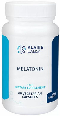 Мелатонин, Melatonin, Klaire Labs, 3 мг, 60 вегетарианских капсул (KLL-01612), фото