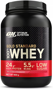 (EU) Optimum Nutrition, Сывороточный протеин, 100% Whey Gold Standard, Сочная клубника, 900 г (OPN-98853), фото
