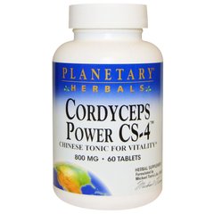 Planetary Herbals, Кордіцепс Пауер CS-4, 800 мг, 60 пігулок (PTF-10425), фото