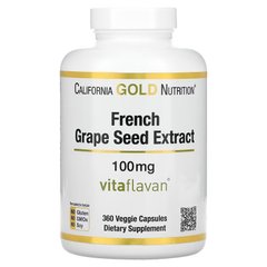 California Gold Nutrition, VitaFlavan, екстракт кісточок французького винограду, поліфенольний антиоксидант, 100 мг, 360 вегетаріанських капсул (CGN-01737), фото