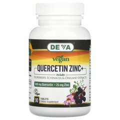 Deva, Vegan Quercetin Zinc +, 500 мг + 25 мг, 90 таблеток (DEV-00066), фото