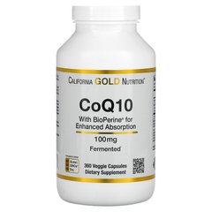 California Gold Nutrition, коэнзим Q10 класса USP с экстрактом BioPerine, 100 мг, 360 растительных капсул (CGN-01429), фото