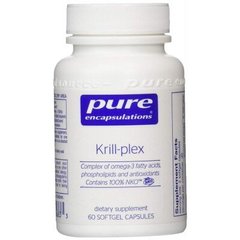 Омега-3 жирные кислоты, фосфолипиды и антиоксиданты, Krill-plex, Pure Encapsulations, комплекс, 60 капсул (PE-00683), фото